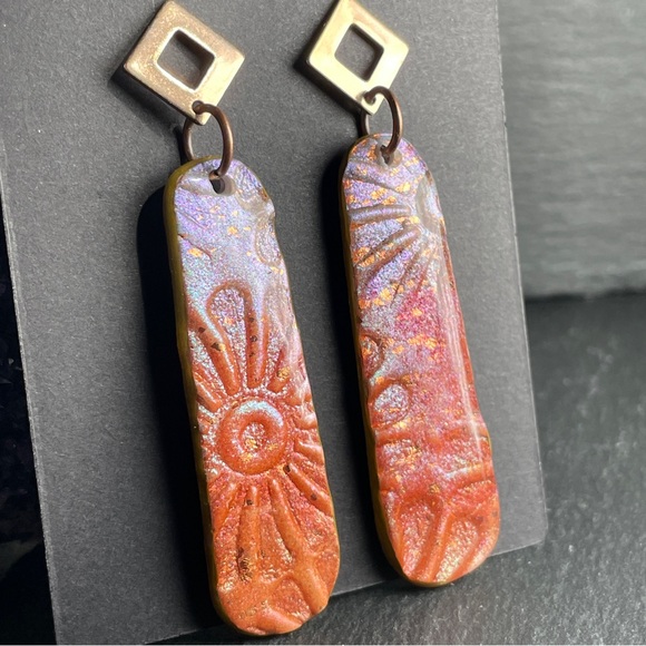 Hand Crafted Iridescent Dangle Earrings - Picture 6 of 15